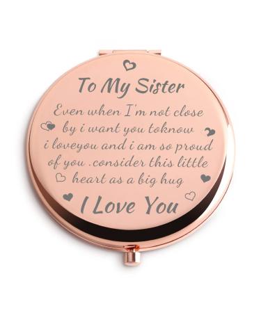 Sister Gifts from Sisters Rose Gold Compact Mirror Sister Birthday Gifts from Sister Unique Gifts Ideals for Sister Bestie Valentines Gifts Graduation Gifts Thanksgiving Gifts Wedding Gifts