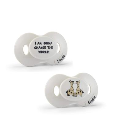Elodie Details Baby Pacifier from 3 months - 2 pieces - Change the World/Kindly Konrad White Change the World / Kindly Konrad