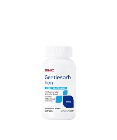 GNC Gentlesorb Iron 18mg 90 Capsules Gentle on Stomach Lining and Highly Absorbable