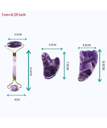 Amethyst Gua Sha & Face Roller Set | Beauty Tools for Massage & Eye Care | Self-Care Essentials - Buy Online on GoSupps.com