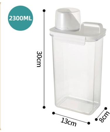 QXPDD Airtight Laundry Detergent Dispenser with Measuring Cup Clear Laundry Powder Detergent Storage Box Washing Powder Container Storage Bucket Detergent Box 2300ML - Buy Online on GoSupps.com