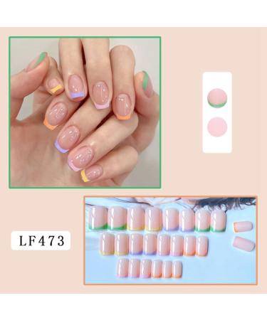 Spactz 1 Set Through Wearable Nail Wearable Press on Nails Full Cover Nail Tips Short Colourful - Buy Online on GoSupps.com
