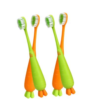 Minkissy 4 piece of carrot toothbrush manual toothbrush whole mouth toothbrush carrot toothbrush toothbrush for daily use soft contoured bristle child soft fur pp