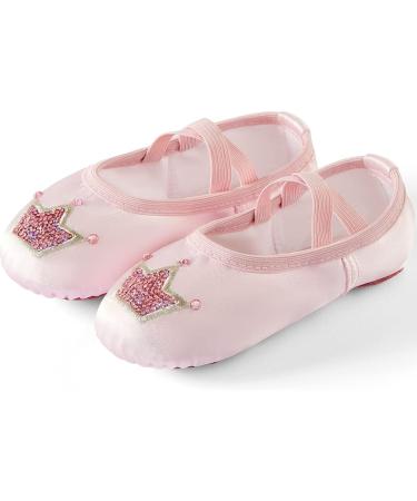 TRIPLE DEER Girls Ballet Shoes - Satin Dance Slippers for Toddler/Little/Big Kid | Pink Crown Design - Buy Online on GoSupps.com