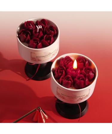 Chic Red Rose Scented Candle - Flower Candle in Mug for Home Decor | Perfect Love Gift & Anniversary Present for Her - Buy Online on GoSupps.com