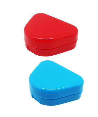Taoranju 2 pieces Retainer Cases Orthodontic Dental Retainer boxes with ventilation slit holes Capen carrier storage boxes for mouth protection bandage (red blue)