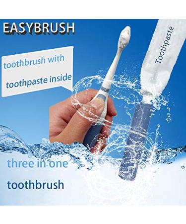 LongSun Portable Travel Size Toothbrush with Toothpaste Built in   Handy Convenient Multifunctional Toothbrush for Family Teens Travelers Easy to Carry Steelblue