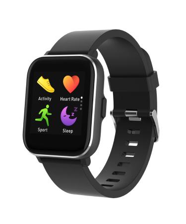 AIWA SW-100 Smartwatch for men and women with oximeter (SPO2) 4.9 cm (1.69 inches) with heart rate meter pedometer waterproof IP68 for Android iOS (new 2 belts) standard