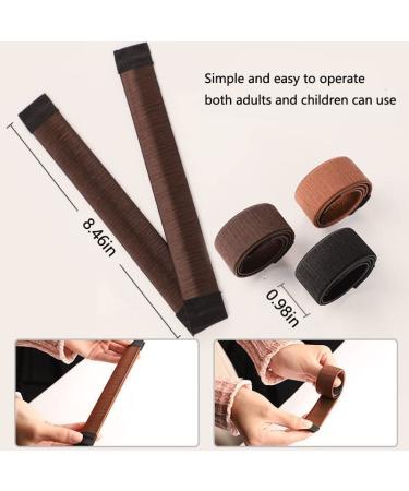 3-Piece Women's Hair Bun Maker Set - Ballerina Bun Shaper for Kids - French Donut Hair Fold Wrap Snap - (Light Brown, Brown, Black) - Buy Online on GoSupps.com