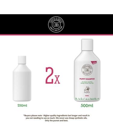 C&G Pets Puppy Shampoo 500ml | Medicated Conditioner for Itchy Sensitive Skin | Allergy Safe & Effective for Smelly Dogs | Healthy Shiny Coat - Buy Online on GoSupps.com