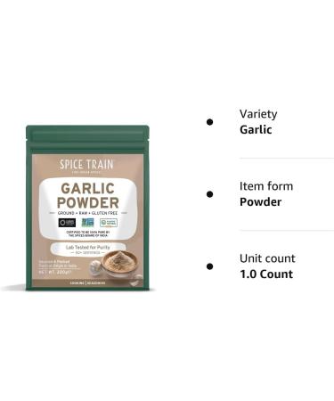 SPICE TRAIN Garlic Powder 200g/7oz - Raw Ground Garlic from India | Resealable Zip Lock Pouch | Cooking Seasoning | Vegan & Gluten-Free - Buy Online on GoSupps.com