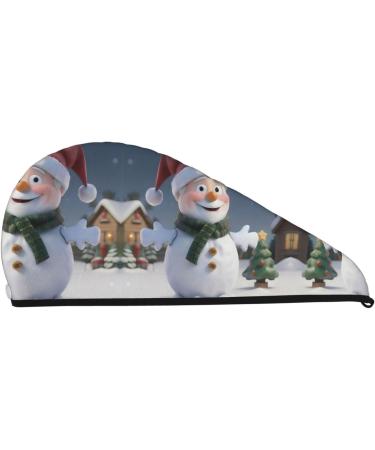 Christmas Santa Snowman Coral Velvet Hair Drying Cap | Quick-Dry Towel Wrap for Men & Women Perfect for Travel & Home - Buy Online on GoSupps.com
