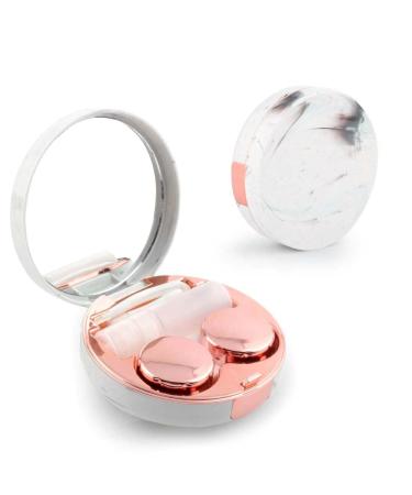 Rose Gold Contact Lens Case, Travel Contact Case Cute Lens Holder Kit with Mirror Tweezers Remover Tool