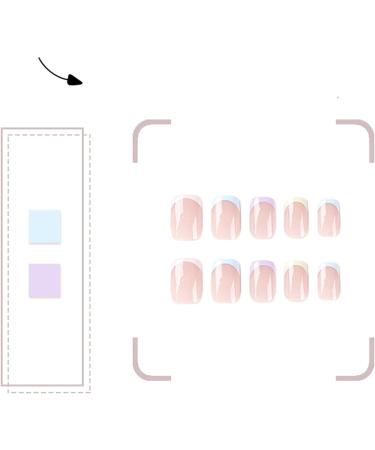 24Pcs Press On Nails - Square Fake Nails with Glue Full Cover - False Nails Tips Set with Glue & DIY Tools - For Women Girls Removable False Nails Art (French with Rainbow Color Design) - Buy Online on GoSupps.com