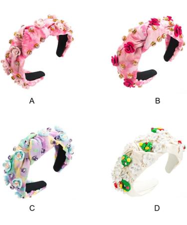 vreplrse Durable And Reliable Jeweled Wide Top Knot Headband For Long-lasting Beauty Polyester Rhinestone Pearl Knot Headbands Blue purple - Buy Online on GoSupps.com