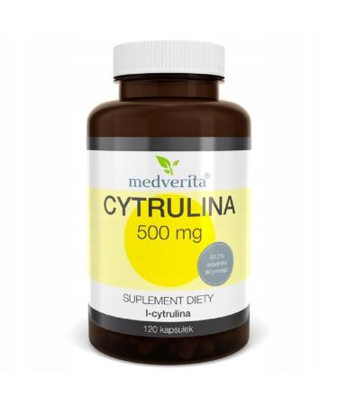 Medverita - Citrullin 500mg - 99.5% isolated L -citrullin in pure form - improves the metabolic function - dietary supplements - 1 capsule per day - 120 capsules