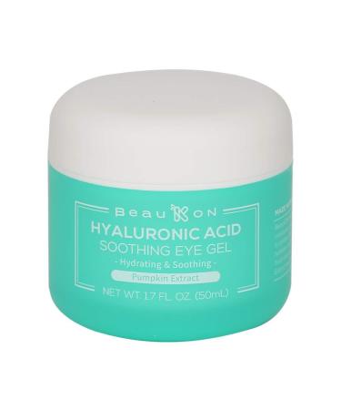 BeauKON Hyaluronic Acid Soothing Eye Gel with Pumpkin Extract  Hydrating and Moisturizing Eye Cream  Relieve Dryness and Puffiness (1.7 Oz)