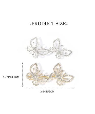 Bartosi Sparkling Rhinestone Butterfly Hair Clips - Pack of 2 | Wedding Hair Accessories for Women and Girls - Buy Online on GoSupps.com