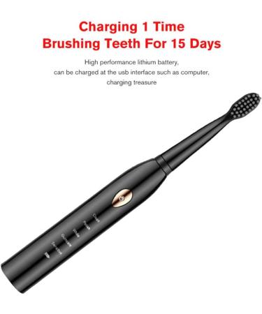 USB Rechargeable Black Electric Toothbrush for Adults with Timer - Optimal Teeth Cleaning | International Shipping Available - Buy Online on GoSupps.com