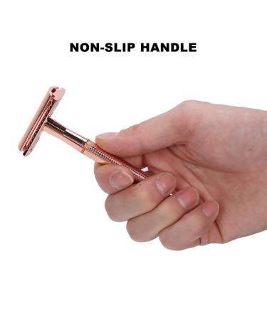 Classic Double Edge Safety Razor for Men - Rose Gold Zinc Alloy Non-Slip Design for Face & Body - Buy Online on GoSupps.com