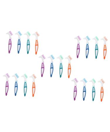 Frcolor 20 pieces prostheses toothbrush toothbrush brush cleaning home toothbrush device brush false teeth tools tool comfortable prostheses toothbrush care oral care pp