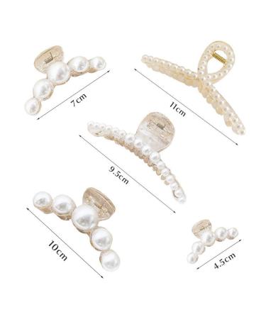 5-Piece Pearl Thick Hair Jaw Clips - Stylish Hairpins for Women & Girls | Indoor & Outdoor - Buy Online on GoSupps.com