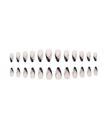 Justotry Gold Glitter Stiletto Nails - 24-Piece Black French Press-On Almond Fake Nails for Women | Beautiful Glitter Art | International Shipping - Buy Online on GoSupps.com