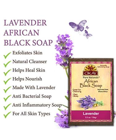 OKAY African Black Soap Lavender - 5.5oz (156g) | Natural Skincare for All Skin Types - Shop Internationally - Buy Online on GoSupps.com