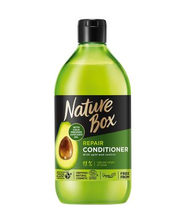 Nature Box Repairing Conditioner (385ml), Natural Conditioner, Enriched with Cold-Pressed Avocado Oil, Repairs Hair & Smoothes Split Ends, Vegan Formula