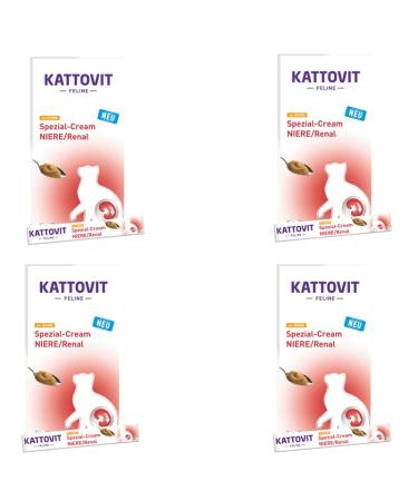 Kattovit Kidney/Renal Cream with Chicken | Pack of 4 | 4 x 6 x 15 g | Food Supplement for Adult Cats | Sugar, Colouring and Preservative Free