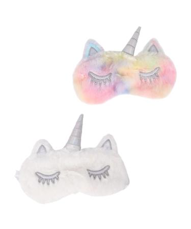 Healeved 2pcs Unicorn Eye Patch Night Blindfolds Sleep Eye Cover Plush Sleeping Eye Mask Eye Cover for Plush Blindfold Plush Sleep Masks Eyeshade for Girls Blindfolds for