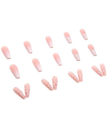 FOAMEE Long Coffin Glitter Sequins Press on Nails - Pink Heart Design | Rhinestone False Nails for Women - Buy Online on GoSupps.com