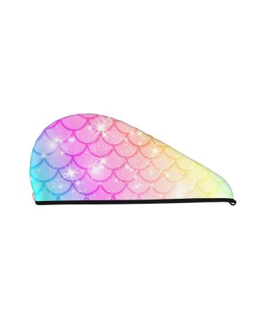 Fish Scale Microfiber Hair Towel Soft Super Absorbent Hair Towel Wrap for Women Coral Velvet Quick Dry Hair Cap for Long Curly Short and Thick Hair - Fish Scale One Size