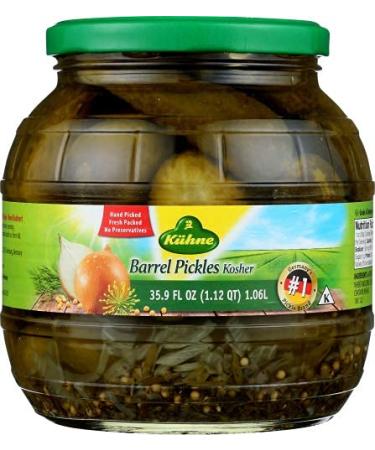 Kuhne Kosher Barrel Pickles, 35.9 fl oz, from Germany with with dill, onions and mustard seeds ( pack of 2)2