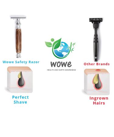 Wowe Lifestyle Double Edged Safety Razor - Eco-Friendly Grooming Bamboo Handle 5 Blades - Better Shave for Men & Women (Rose Gold - Buy Online on GoSupps.com
