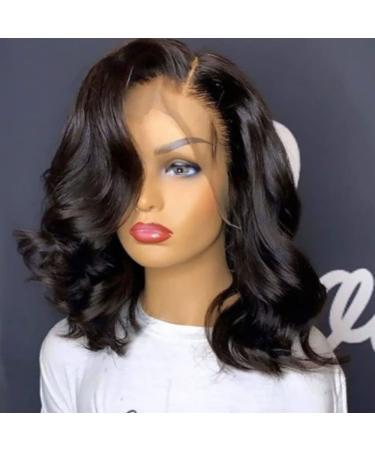 Body Wave Lace Front Wigs Human Hair Pre Plucked 13 4 Lace Frontal Wigs With Baby Hair 180% Density Brazilian Body Wave Human Hair Wigs For Black Women Glueless Natural Color 12 inch Transparent Lace Natural Black 12 Inc...