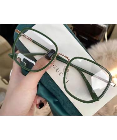 Anti Glare Eyewear Square Computer Readers Oversized Reading Glasses Blue Light Blocking Flat Light Mirror +0.00 Green