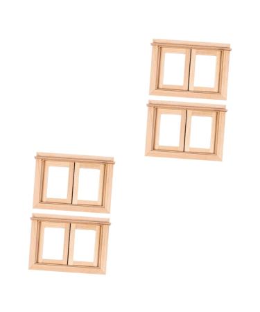 UPKOCH 4 Pcs Dollhouse Window Doll House Small Window Toddler Wood