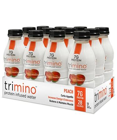 Trimino Protein Infused Water Peach 16oz (Pack of 12) - Delicious Peach Flavored Drink - Buy Online on GoSupps.com