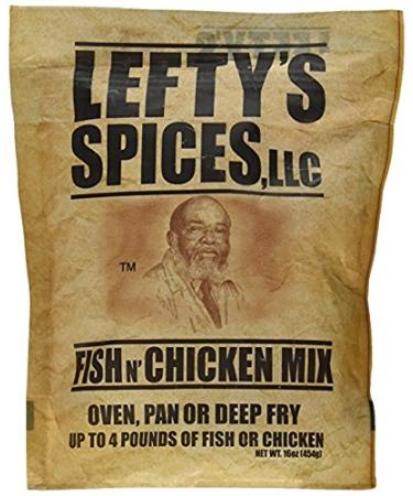 Leftys Spices Fish N Chicken Mix for Oven, Pan or Deep Fry 16oz Bag (Pack of 3) Chose Flavor Below (Original)