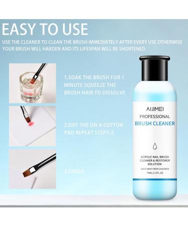 AIJIMEI Acrylic Nail Brush Cleaner 2.5FL.OZ | Salon & Home Use | Liquid Acrylic Paint Brush Cleaner | Nail Art Tools | 75ml - Buy Online on GoSupps.com