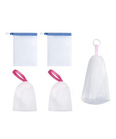 5pcs Peeling Mesh Bag Bubble Foam Net Sack Saver Pouch Drawstring Holder Bags