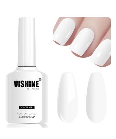 VISHINE UV GELLACK NAGELLACK White Colors Gel Nail Polish Soac Off Nail Color Gel Kit French White Gel Nailack for Nail Design Manicure 15ml #1323