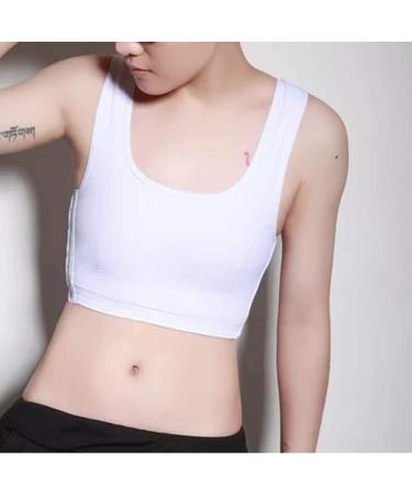 Women's White Hook Vest Sportswear Corset with Straps | Lesbian Tomboy Tank Bra | Chest Slim Fit Binder - Small - Buy Online on GoSupps.com