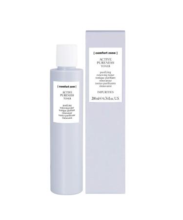 Comfort Zone Active Pureness Toner - 200ml Bottle - Exfoliating Purifying - Body Cream - Minimises Pores - Cleanses Skin - Natural Ingredients - Suitable for Vegans - Alcohol Free