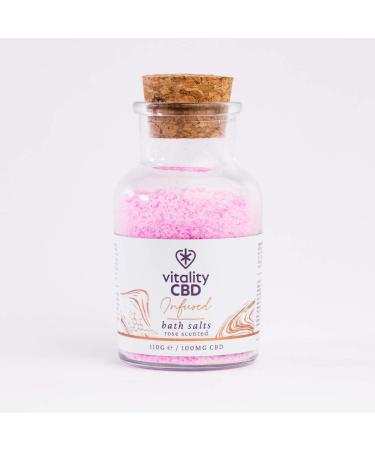 Rose Fragrance CBD Bath Salts - 100mg Cannabidiol, 110g - Buy Online on GoSupps.com
