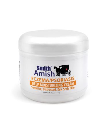 Smith Amish Eczema-Psoriasis deep Moisturizing Cream for Sensitive Distressed Dry Scaly Skin with Colloidal Oatmeal and Vitamin B5. 4 oz jar.
