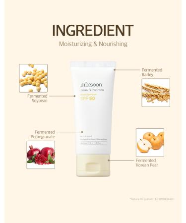 mixsoon Bean Sunscreen 1.69 Fl. Oz. / 50ml SPF 50 Airy Texture Type Lightweight No White Cast For Face Korean Glass Skin Care - Buy Online on GoSupps.com