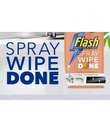 Flash Sparkling Kitchen Spray Wipe&Done 800ml Cuts Grease & Grime Bright Mandarin Scent + Cleaning Cloth + Gift for You: Organza Small Bag - Buy Online on GoSupps.com