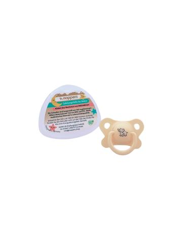 Comforting Pacifier with Nubs for Teething 0-12 Months - BPA-Free Silicone Baby Teething Ring - Nopperz Beige Asymmetrical with Box - Buy Online on GoSupps.com